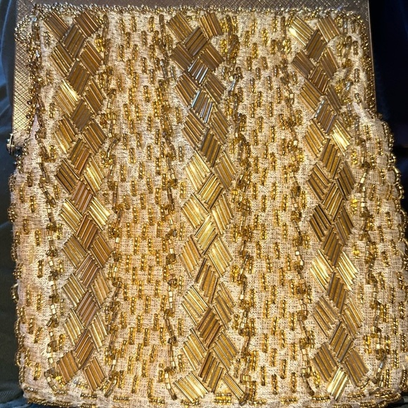 Fine Arts Bag Women’s Gold Beaded Made in Hong Kong Evening Bag Purse Vintage - Picture 11 of 16